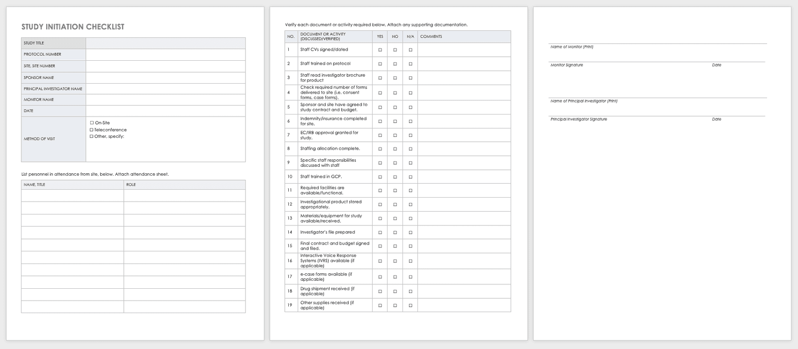 Clinical Start-Up Check List of Documents for Project Managers​