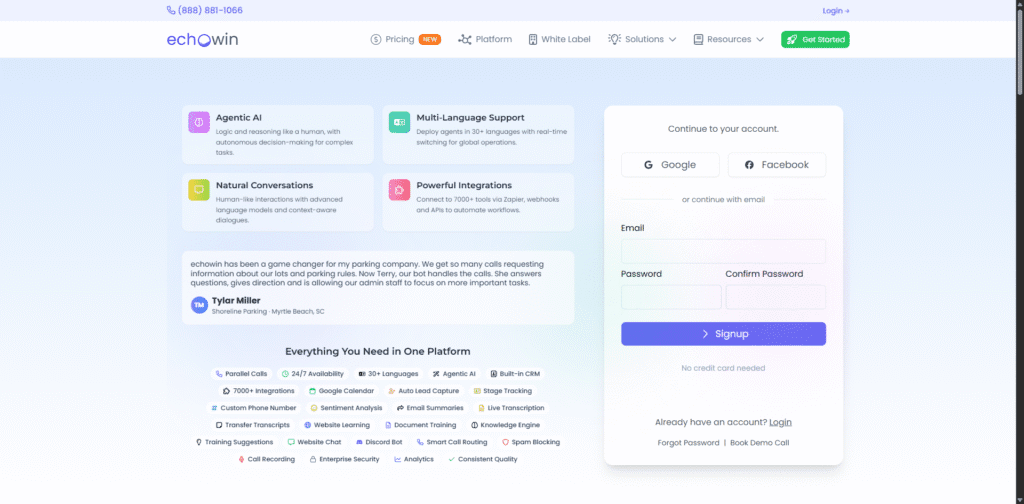Signup-AI-Voice-Agent-Builder-Platform-AI-Agents-For-Calls-Chat-Discord-echowin